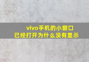 vivo手机的小窗口已经打开为什么没有显示