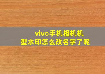 vivo手机相机机型水印怎么改名字了呢