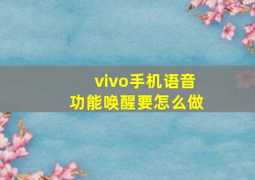 vivo手机语音功能唤醒要怎么做