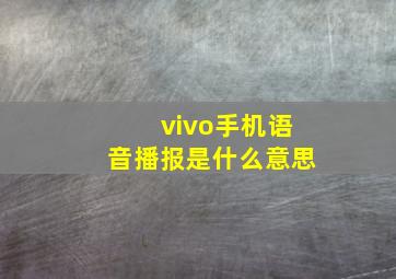 vivo手机语音播报是什么意思