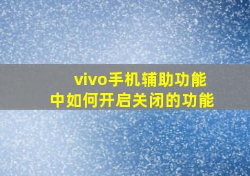 vivo手机辅助功能中如何开启关闭的功能