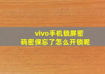 vivo手机锁屏密码密保忘了怎么开锁呢