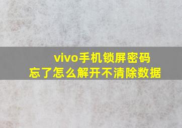 vivo手机锁屏密码忘了怎么解开不清除数据