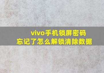 vivo手机锁屏密码忘记了怎么解锁清除数据