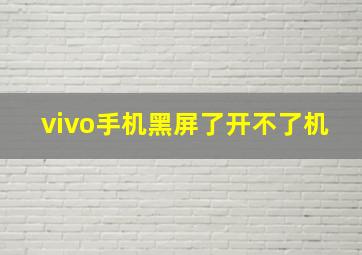 vivo手机黑屏了开不了机