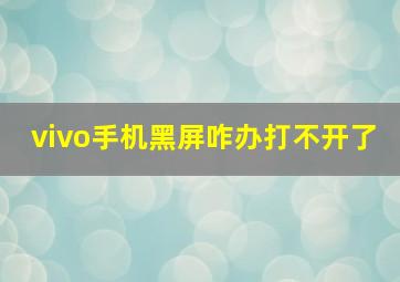 vivo手机黑屏咋办打不开了