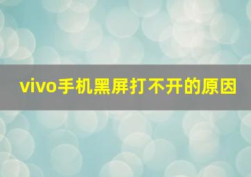 vivo手机黑屏打不开的原因