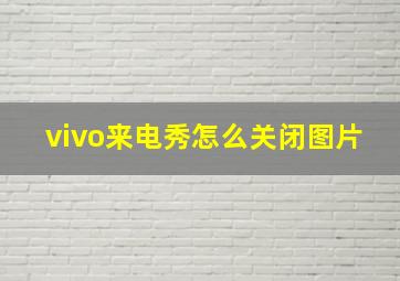 vivo来电秀怎么关闭图片