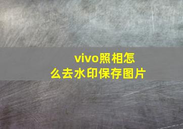 vivo照相怎么去水印保存图片