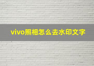 vivo照相怎么去水印文字