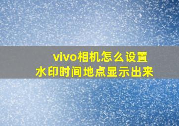 vivo相机怎么设置水印时间地点显示出来