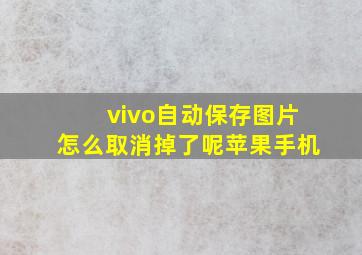 vivo自动保存图片怎么取消掉了呢苹果手机