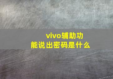 vivo辅助功能说出密码是什么