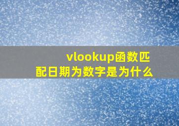 vlookup函数匹配日期为数字是为什么