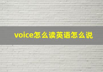 voice怎么读英语怎么说