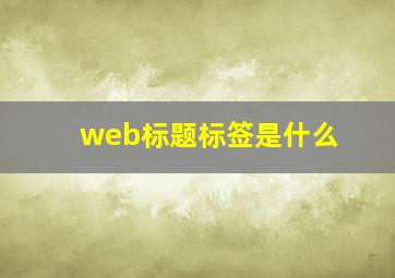 web标题标签是什么