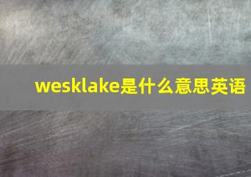 wesklake是什么意思英语