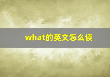 what的英文怎么读