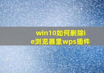 win10如何删除ie浏览器里wps插件