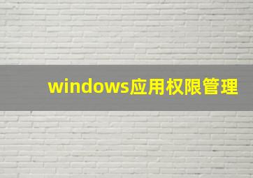 windows应用权限管理