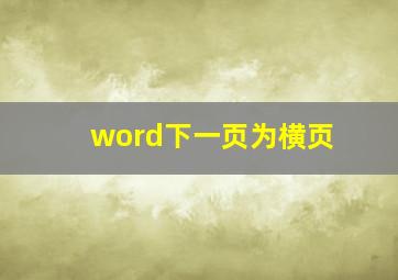 word下一页为横页