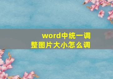 word中统一调整图片大小怎么调