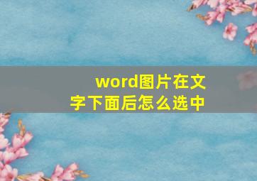 word图片在文字下面后怎么选中