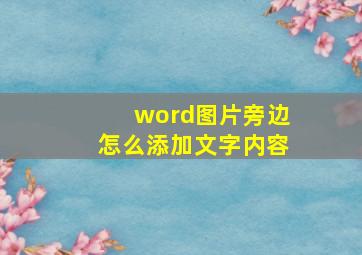 word图片旁边怎么添加文字内容