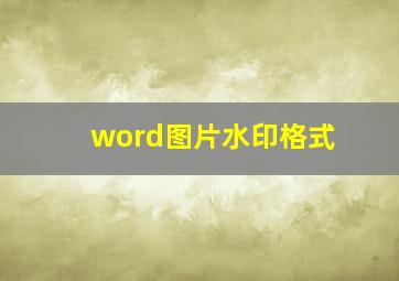 word图片水印格式