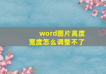 word图片高度宽度怎么调整不了