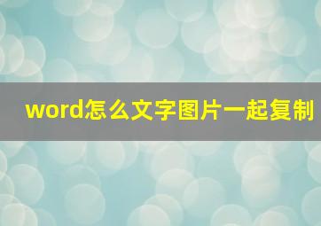 word怎么文字图片一起复制