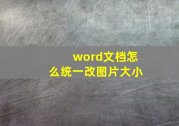 word文档怎么统一改图片大小