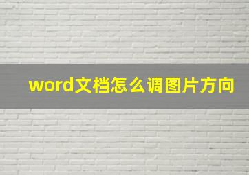 word文档怎么调图片方向