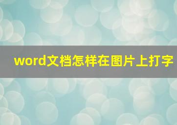 word文档怎样在图片上打字