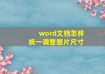 word文档怎样统一调整图片尺寸