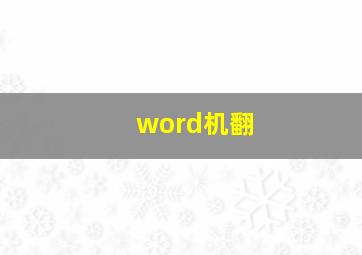 word机翻