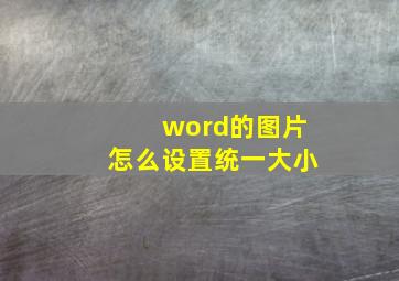 word的图片怎么设置统一大小