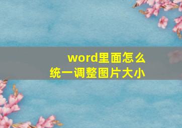 word里面怎么统一调整图片大小