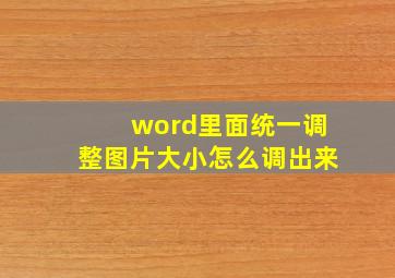 word里面统一调整图片大小怎么调出来