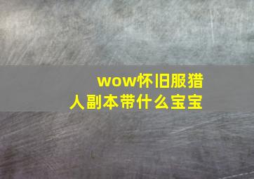 wow怀旧服猎人副本带什么宝宝