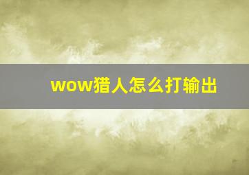 wow猎人怎么打输出