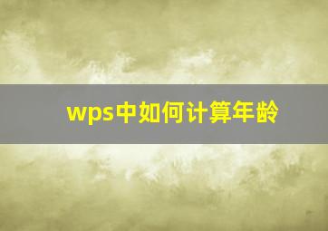 wps中如何计算年龄