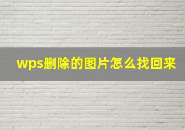 wps删除的图片怎么找回来