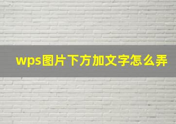 wps图片下方加文字怎么弄