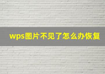 wps图片不见了怎么办恢复