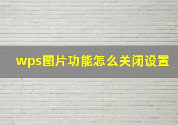 wps图片功能怎么关闭设置