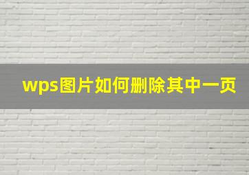 wps图片如何删除其中一页