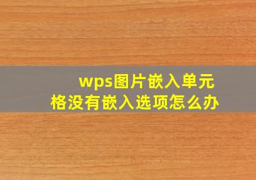 wps图片嵌入单元格没有嵌入选项怎么办