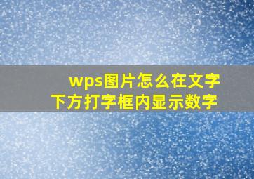 wps图片怎么在文字下方打字框内显示数字