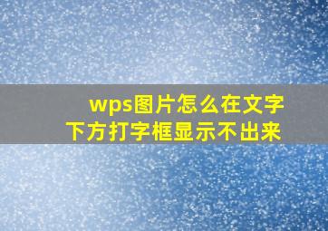 wps图片怎么在文字下方打字框显示不出来